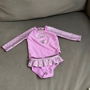 Oshkosh B’Gosh | Purple Mermaid 2 Piece Swimsuit Rash Guard Ruffle 3 months